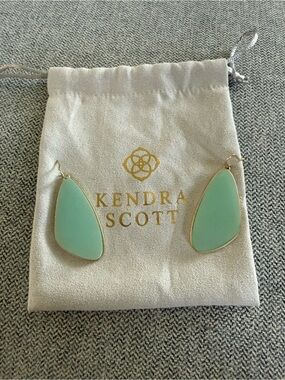 Kendra Scott Pale Aqua Drop Earrings with Gold Trim